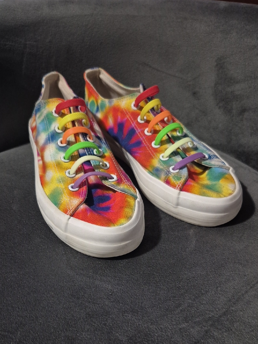 Rainbow Tie-Dye Canvas Sneakers - Women